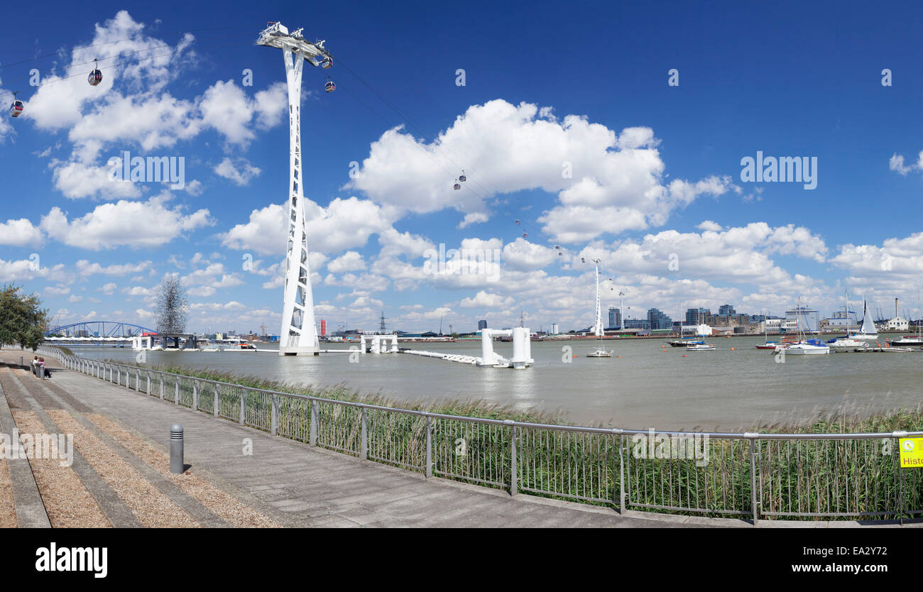 Emirates Air Line cable car, River Thames, London, England, United Kingdom, Europe Stock Photo