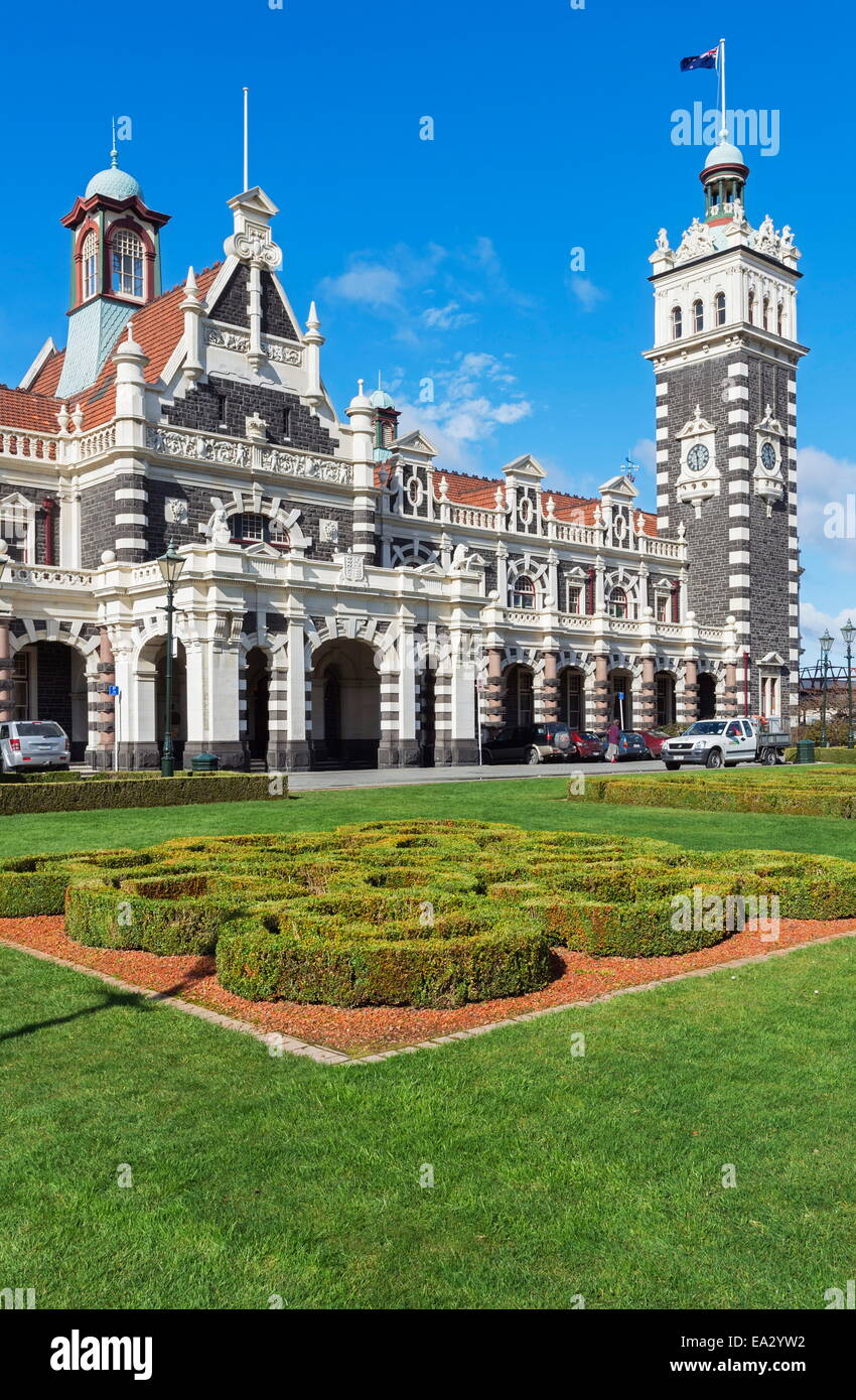 Dunedin Railway Station, Dunedin, Otago, South Island, New Zealand, Pacific Stock Photo