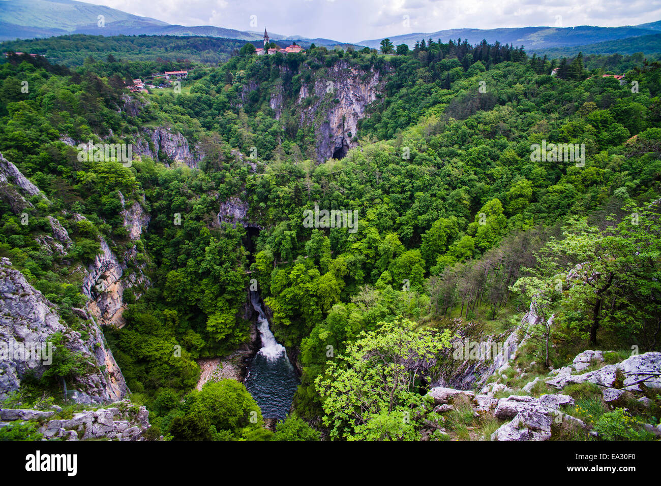 Velika Dolina (Big Valley), a town above the Skocjan Caves, in the Karst Region (Kras Region) of Slovenia, Europe Stock Photo