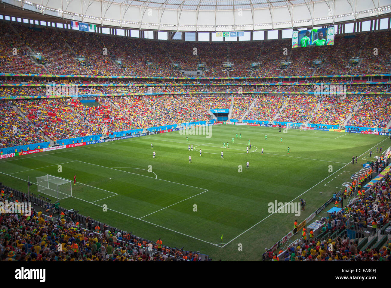 World Cup football match in National Mane Garrincha Stadium, Brasilia, Federal District, Brazil, South America Stock Photo
