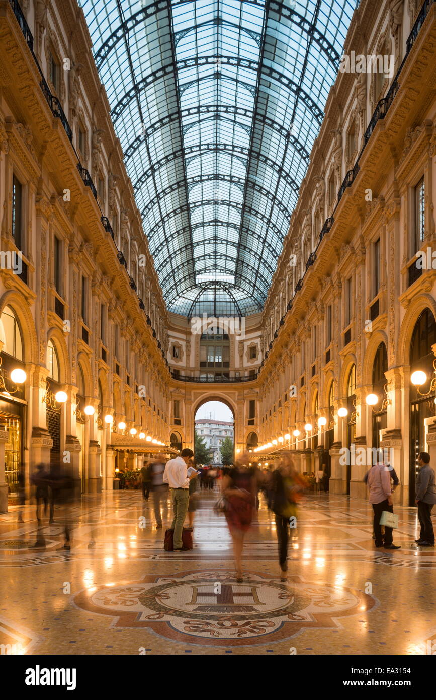 Interior of Galleria Vittorio Emanuele Shopping Mall, Milan, Lombardy, Italy, Europe Stock Photo