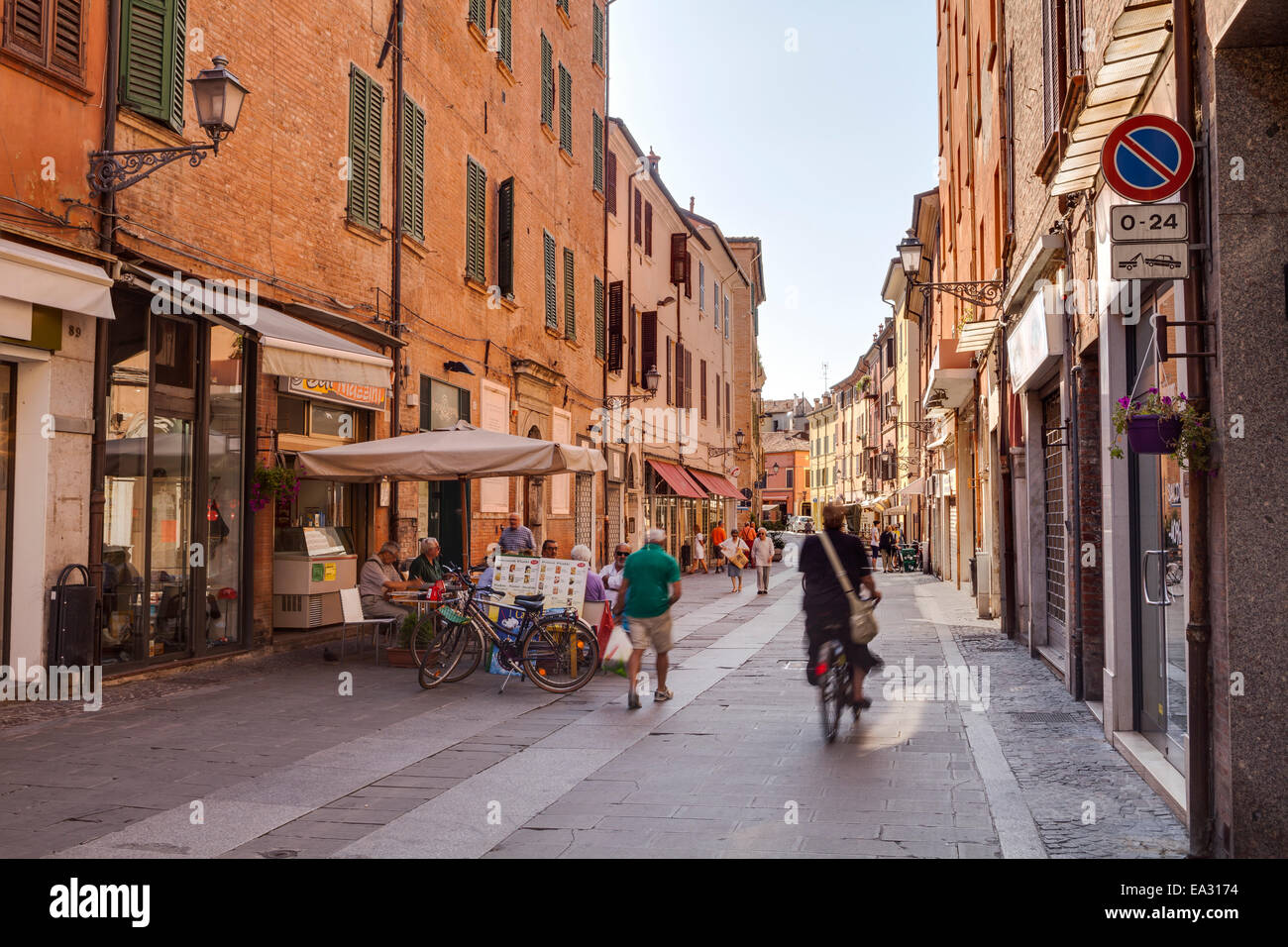 Via Giuseppe Mazzini in the city of Ferrara, UNESCO World Heritage Site, Emilia-Romagna, Italy, Europe Stock Photo