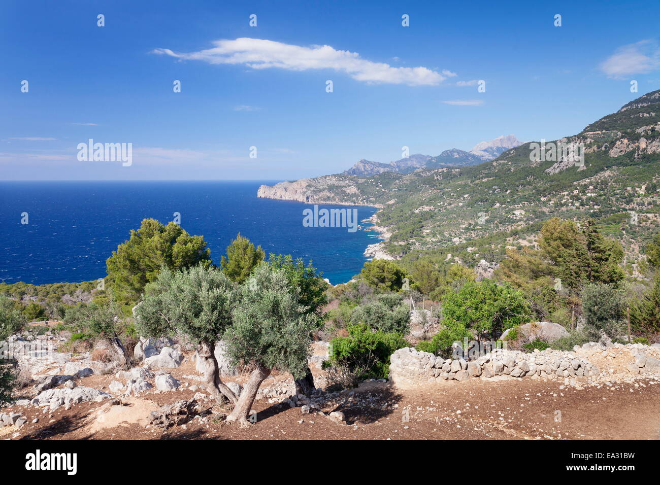 Cala de Deia, North Coast, Sierra de Tramuntana, UNESCO  World Heritage, Majorca, Balearic Islands, Spain, Mediterranean Stock Photo