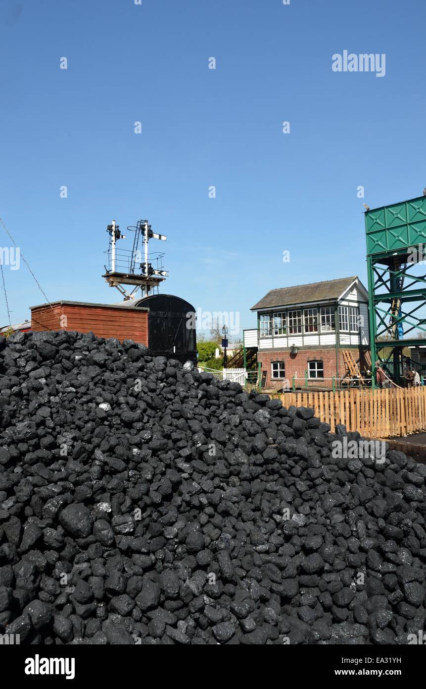 Steam railway scene and  coal Stock Photo
