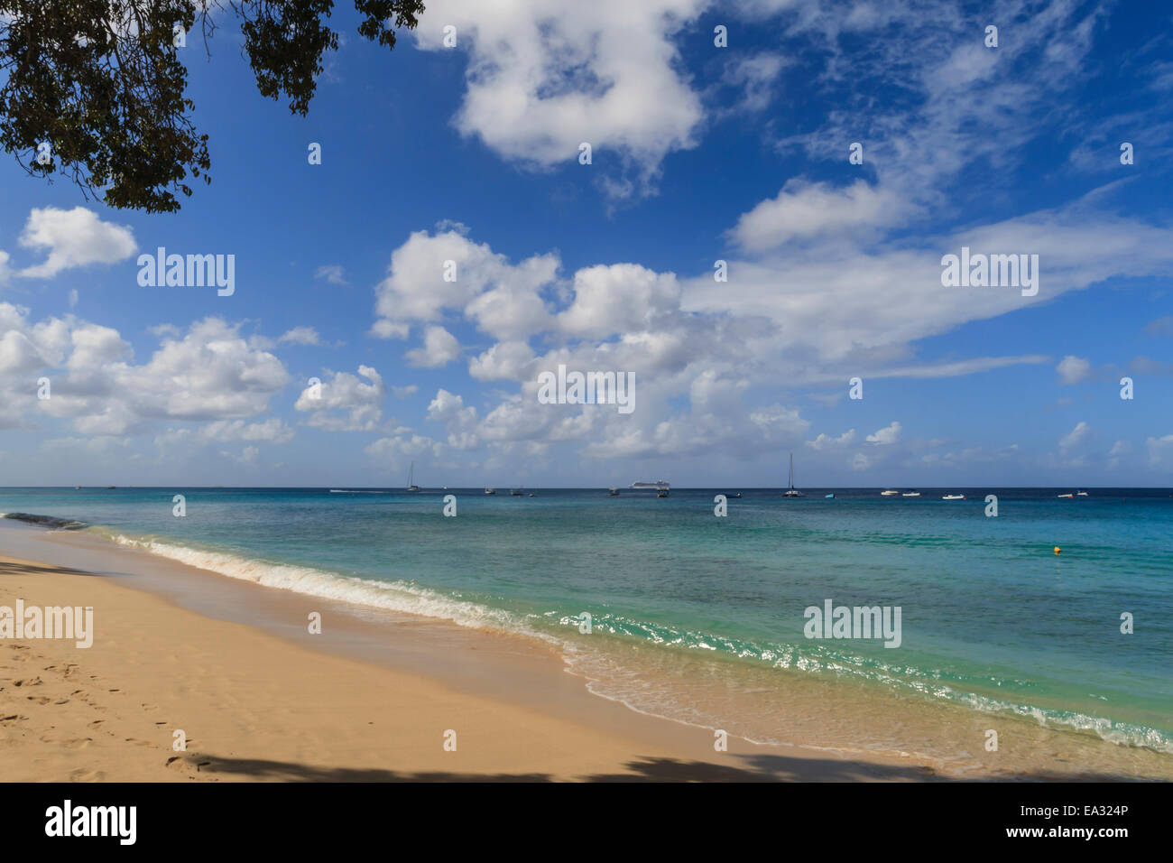 Beach, West Coast, Barbados, West Indies, Caribbean, Central America Stock Photo