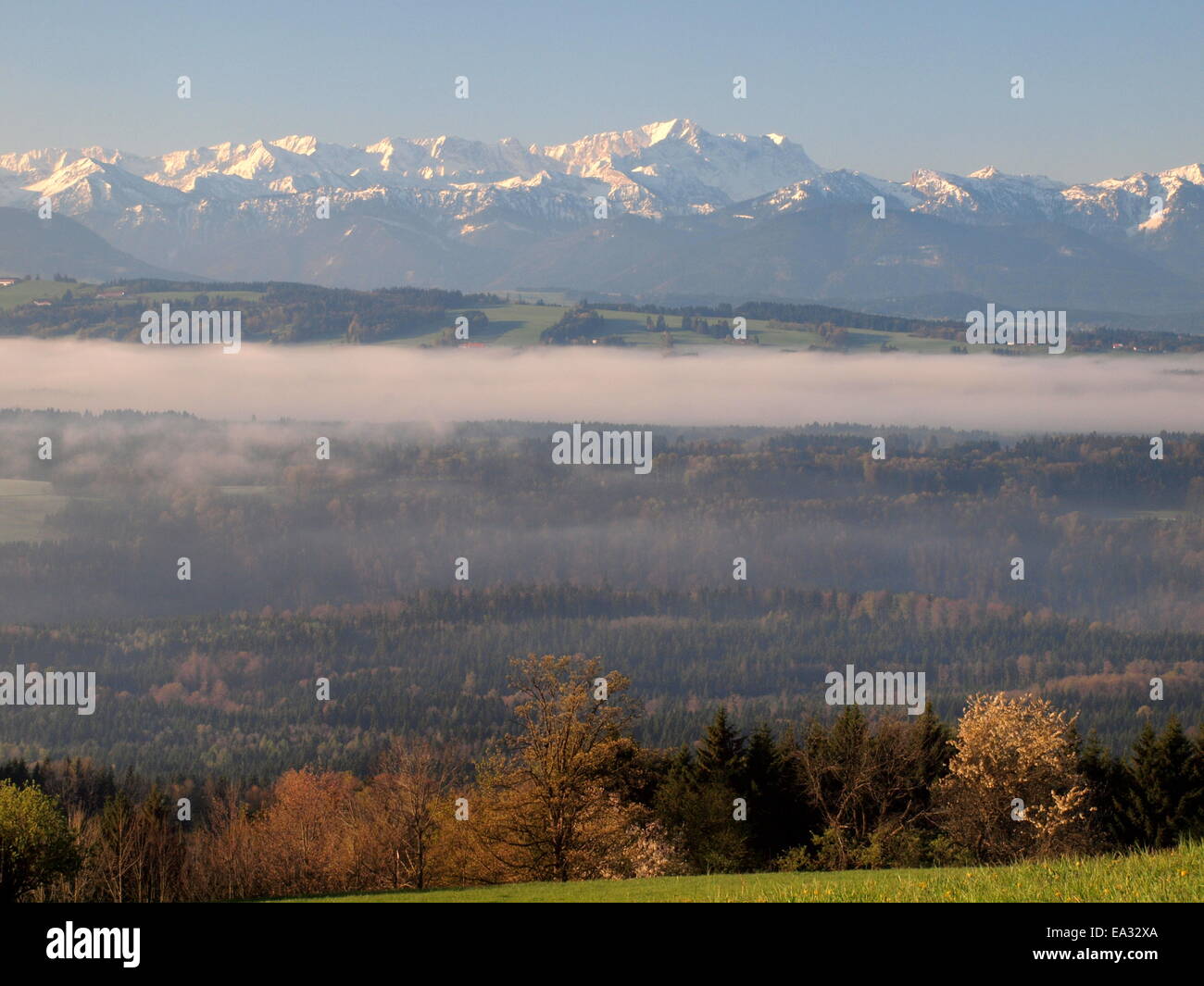 Panoramic view, Alps, Zugspitze, Bavaria Stock Photo