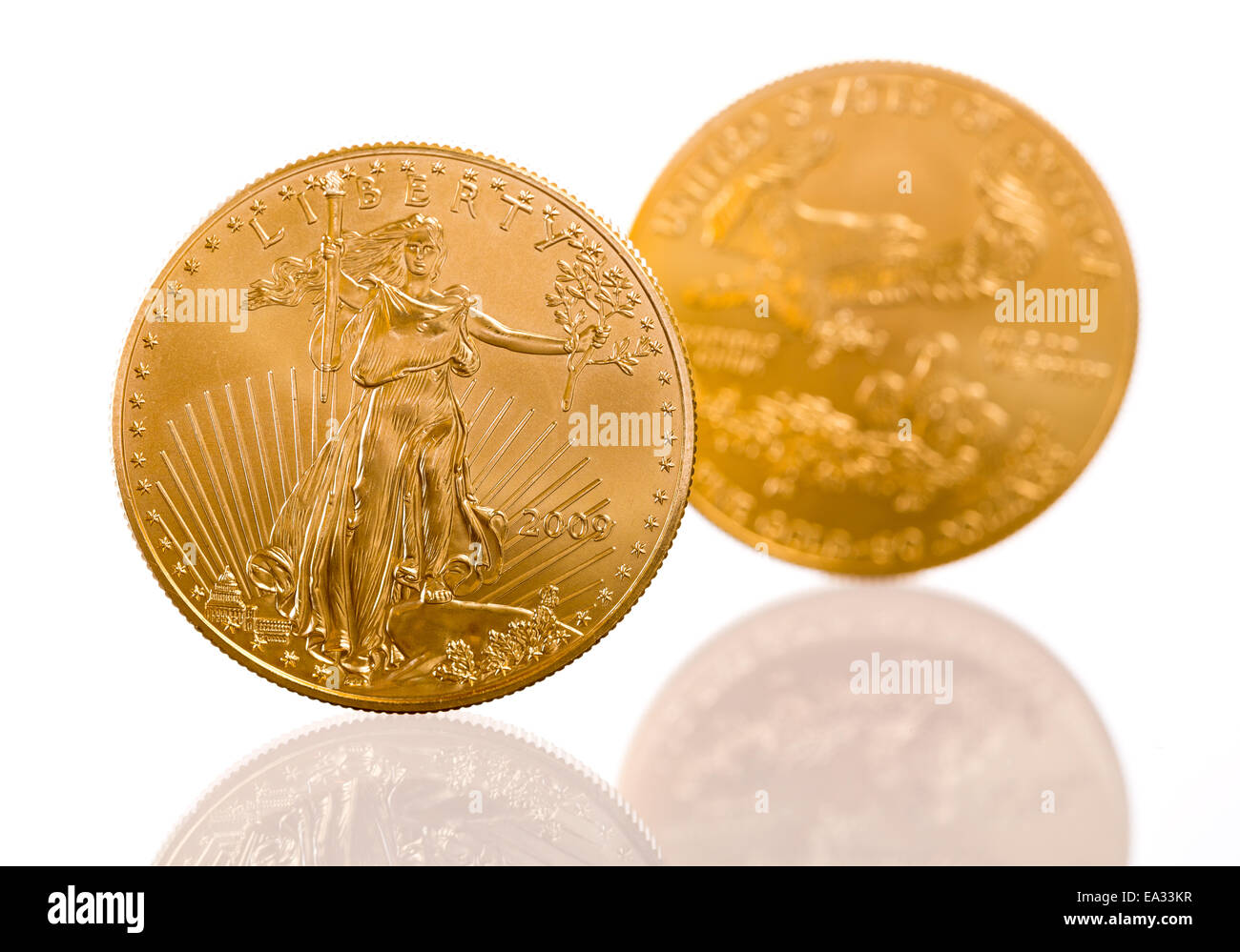 Collection of one ounce gold coins Stock Photo Alamy