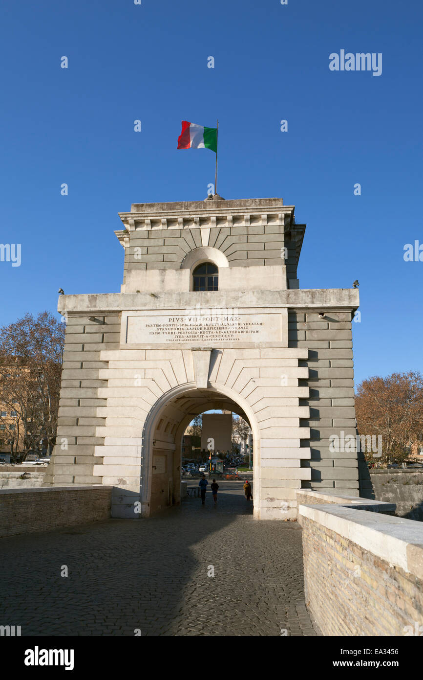 The triumphal arch on the Milvian bridge, Rome, Italy Stock Photo