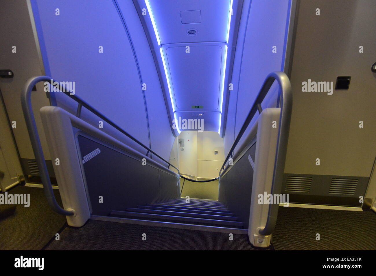 Airbus A380 steps at the front of the plane Stock Photo