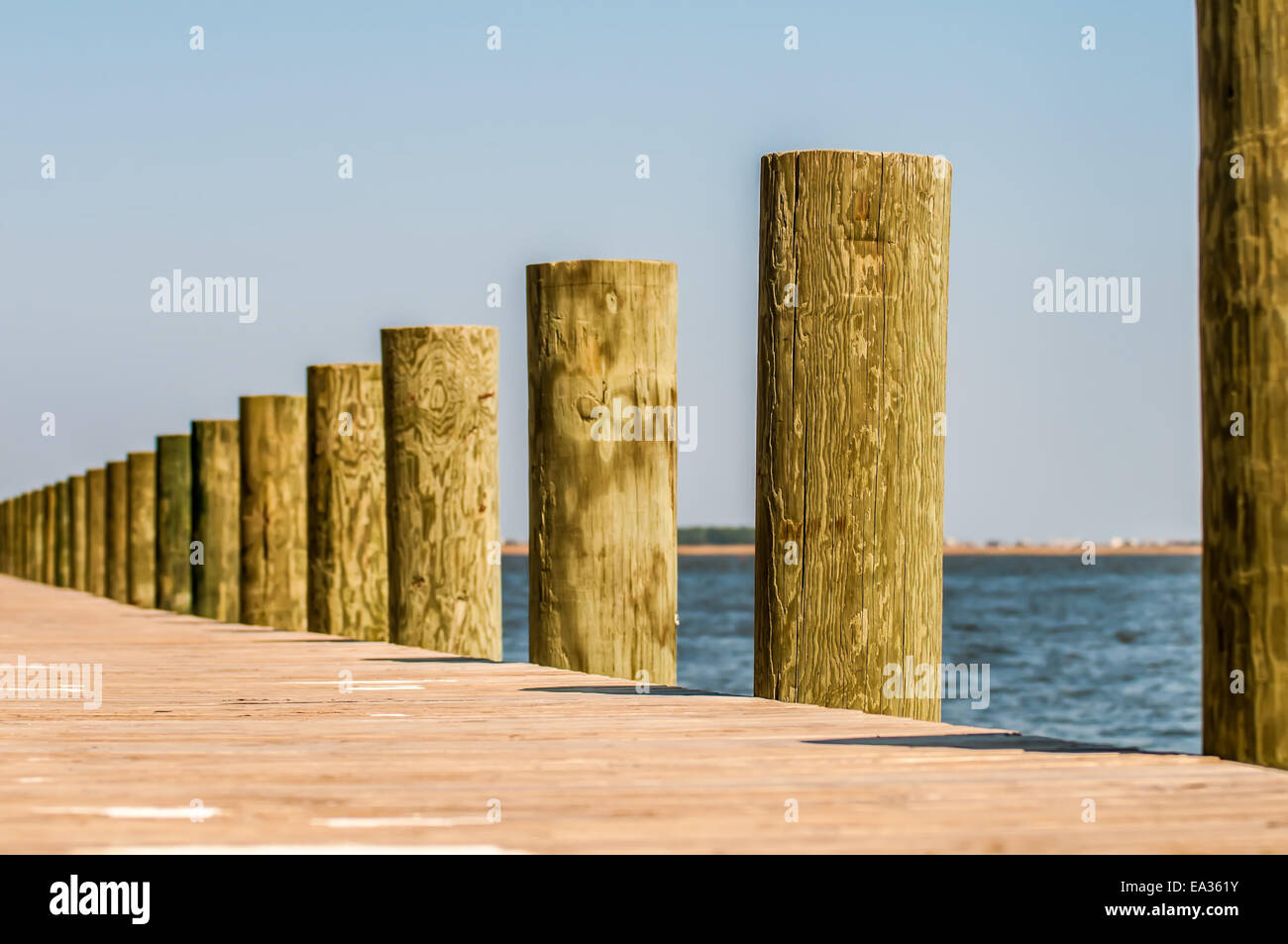 wood pier columns detail Stock Photo