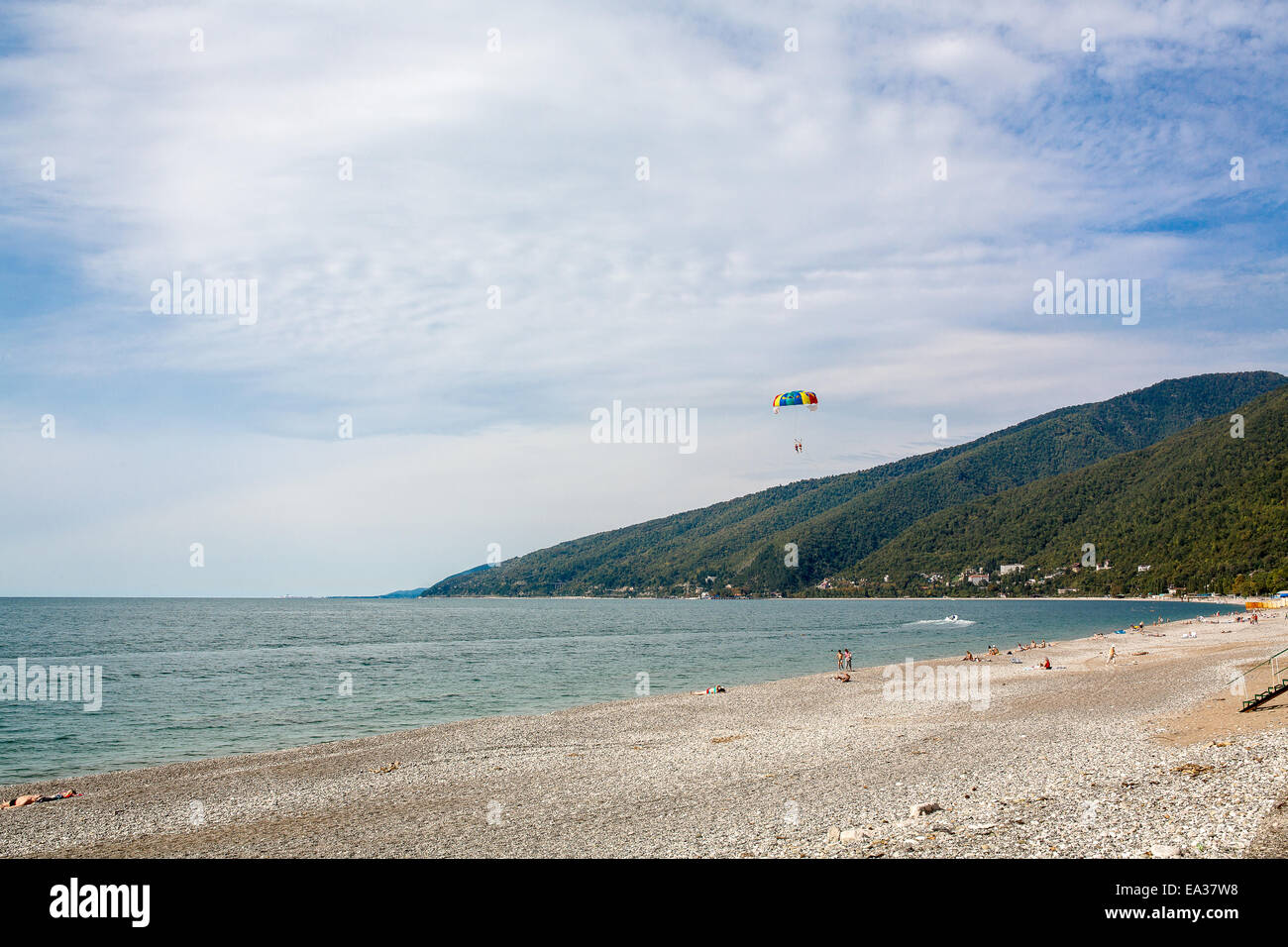 Black Sea beach, Gagra, Abkhazia Stock Photo