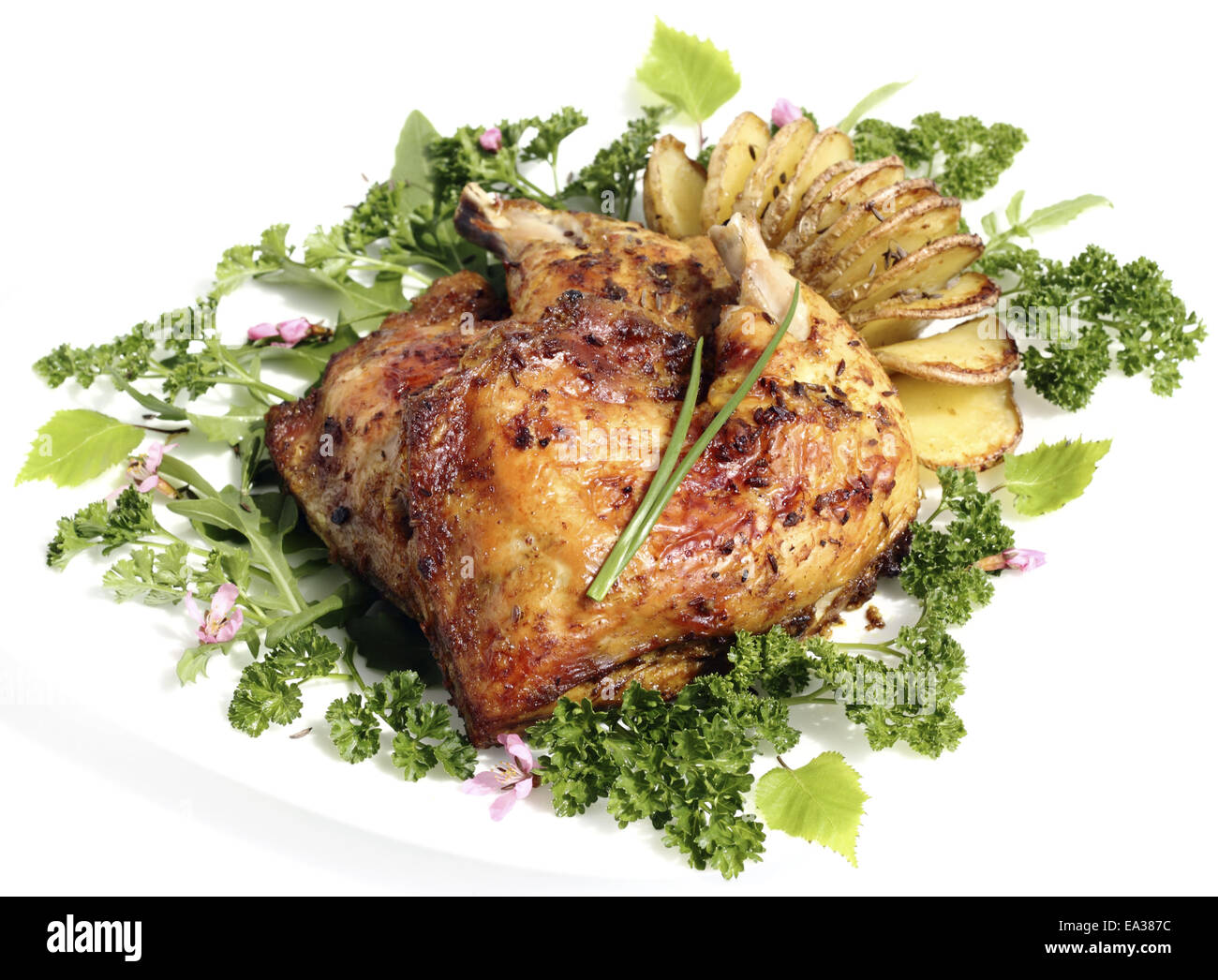 Fried chicken quarters Stock Photo Alamy