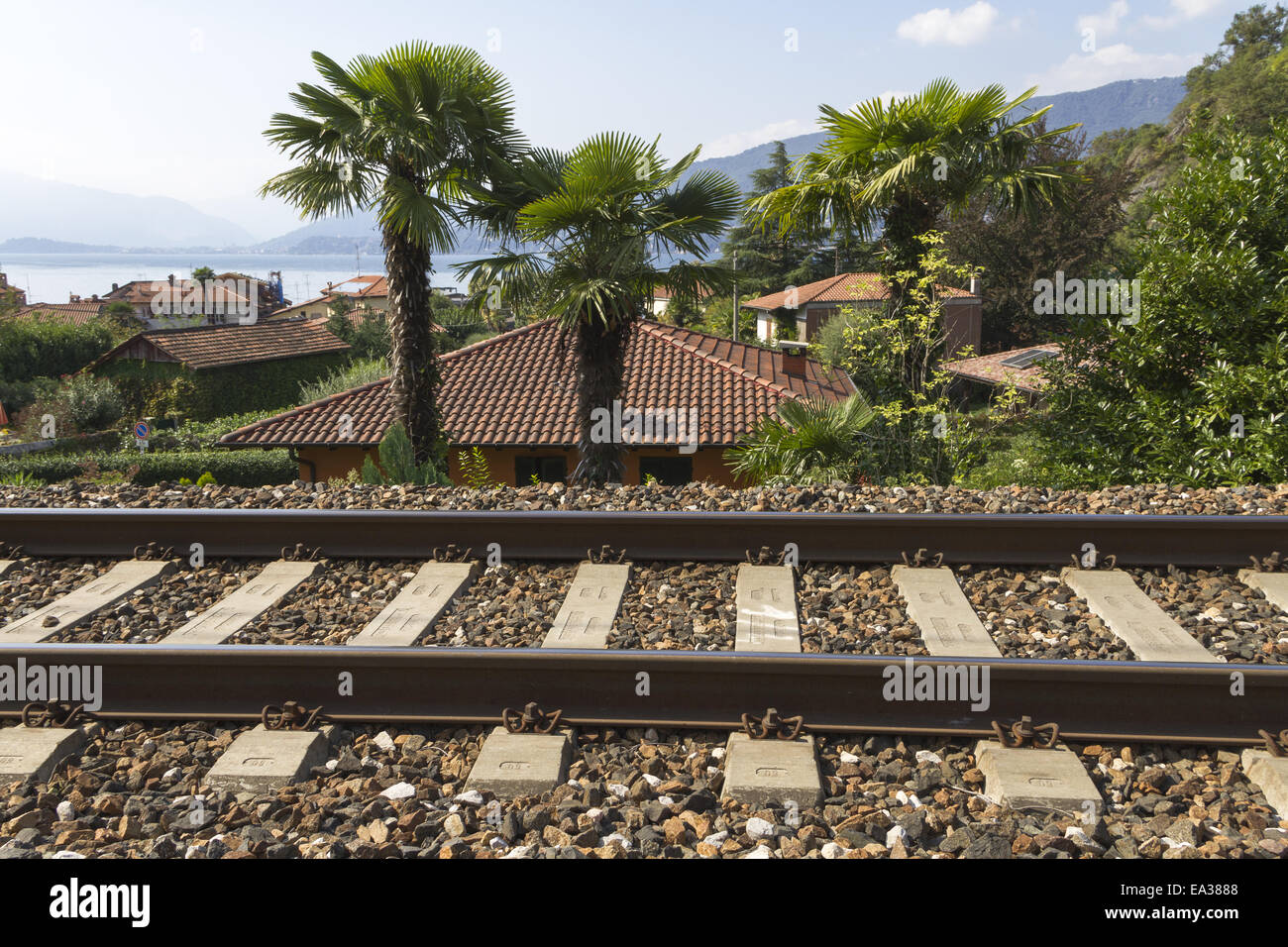rail track along Caldè Stock Photo