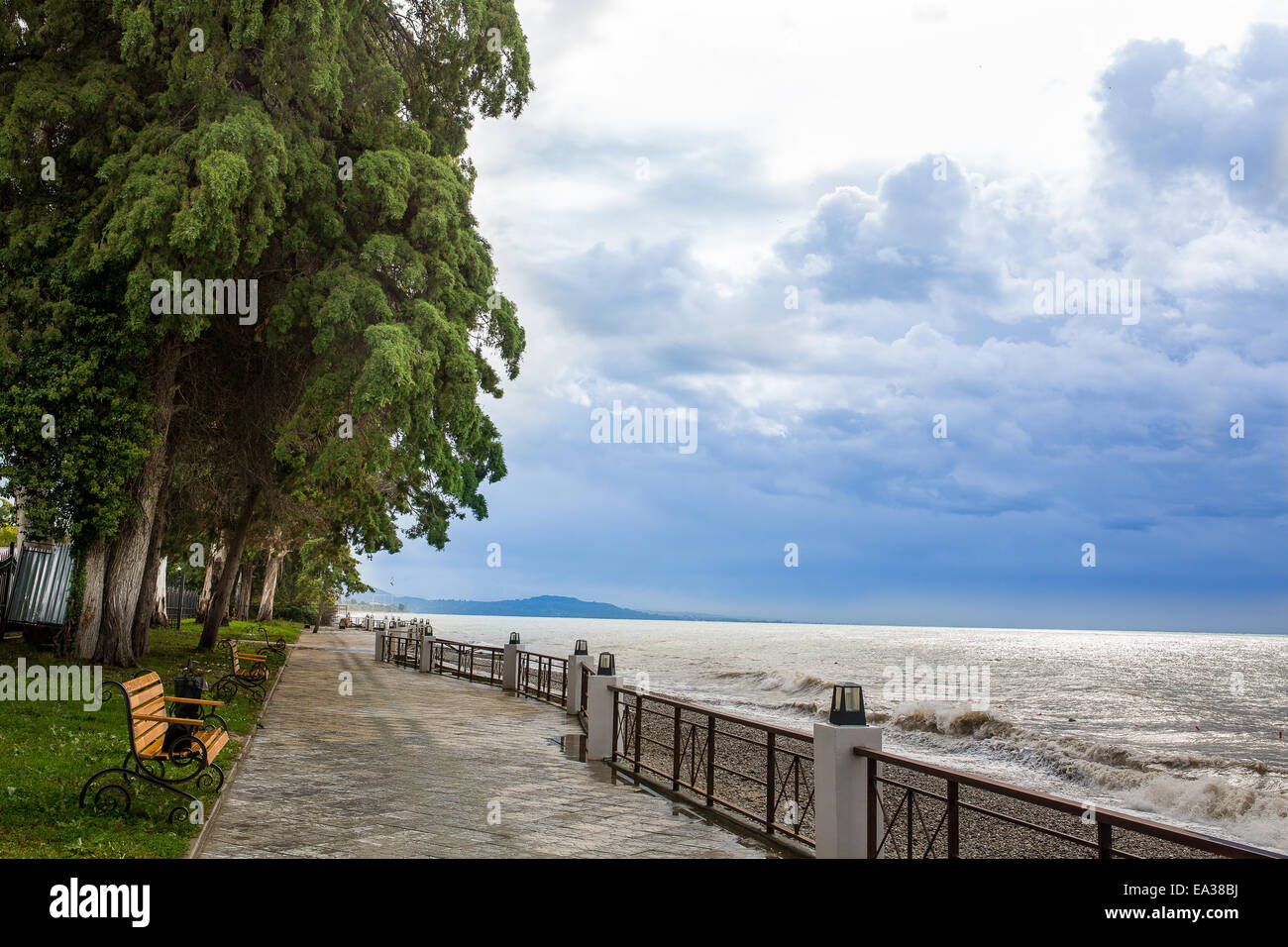 Black Sea embankment, New Athos, Abkhazia Stock Photo