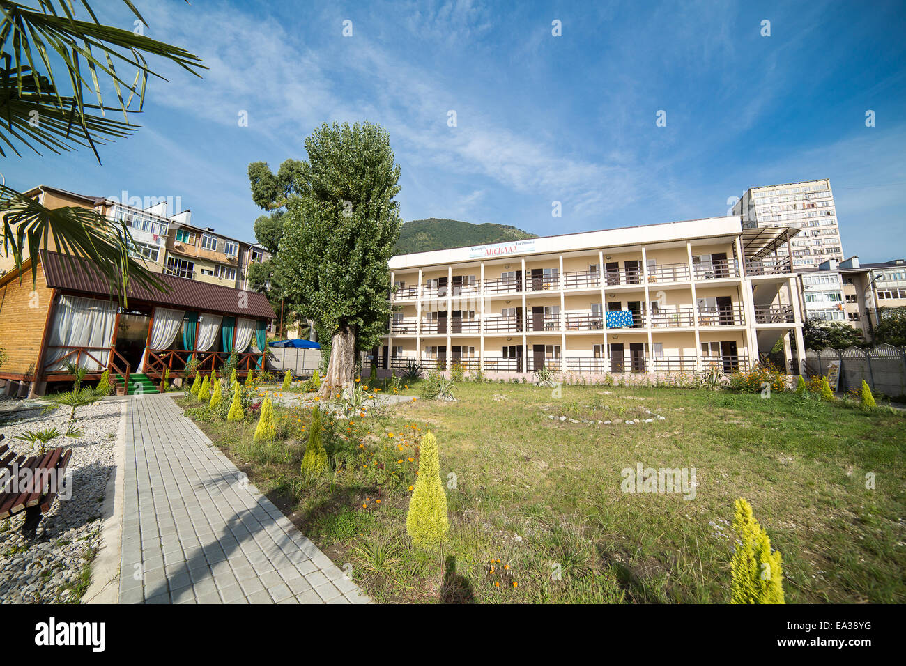 Modern hotel, Gagra, Abkhazia Stock Photo