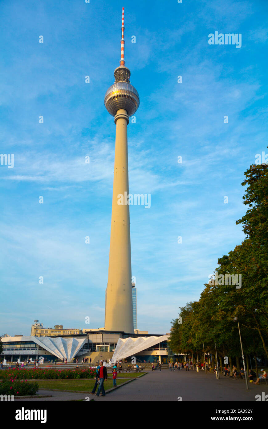 Fernsehturm, Berlin TV Tower, Alexanderplatz square, Mitte district, east Berlin, Germany Stock Photo