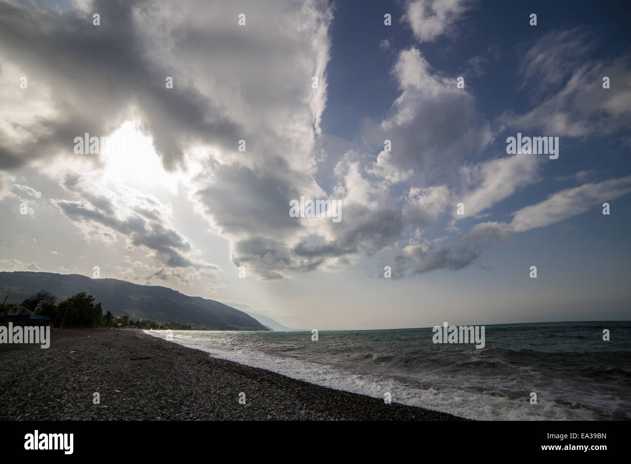 Black Sea pebble beach, Abkhazia Stock Photo