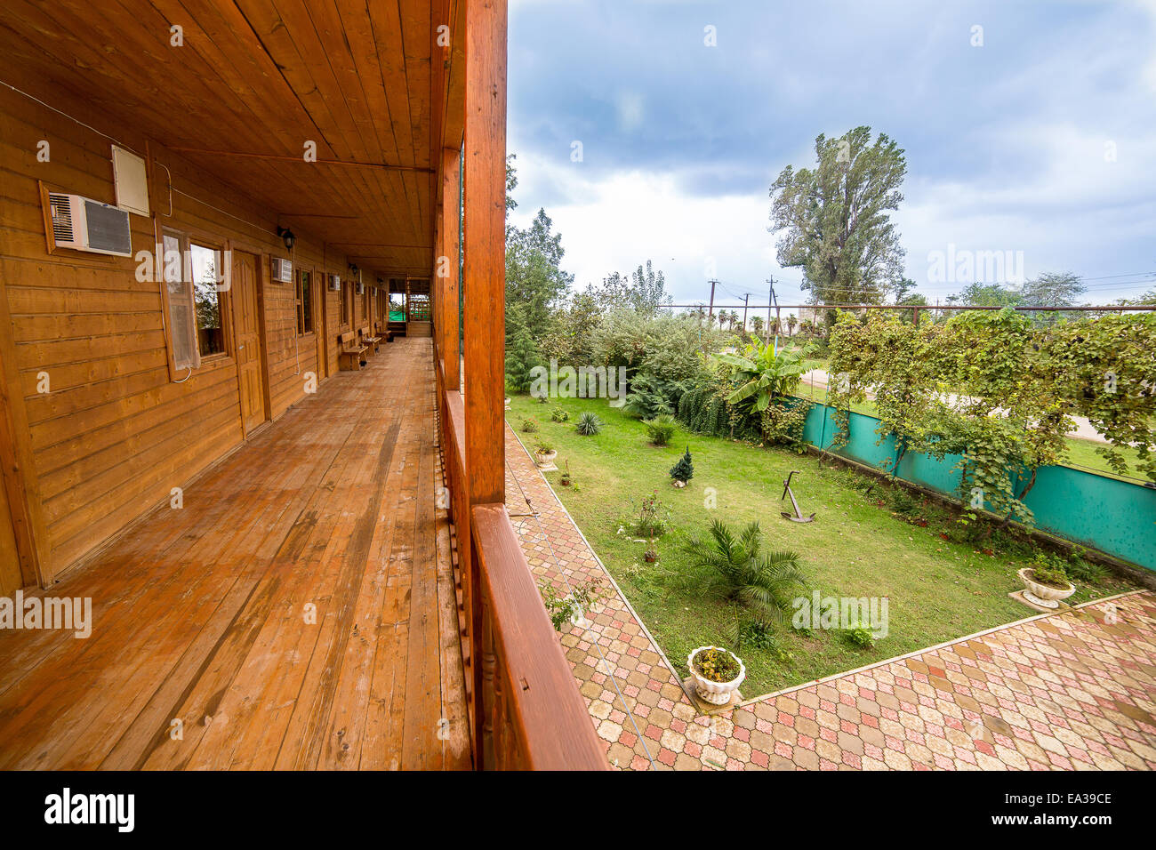 Hotel veranda, Gudauta, Abkhazia Stock Photo