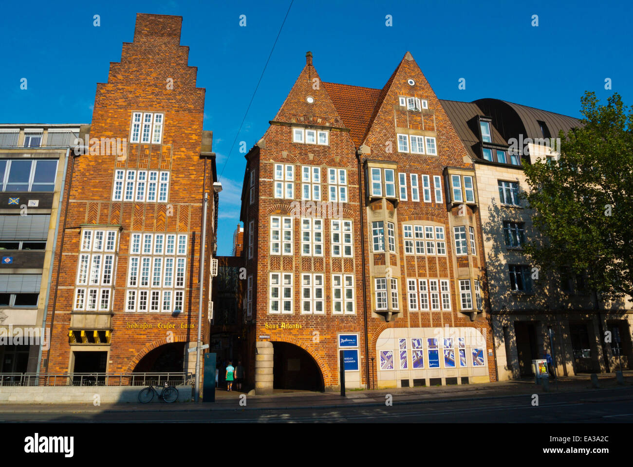 Robinson Crusoe house and Atlantis house, Böttcherstrasse street, Altstadt, old town, Bremen, Germany Stock Photo