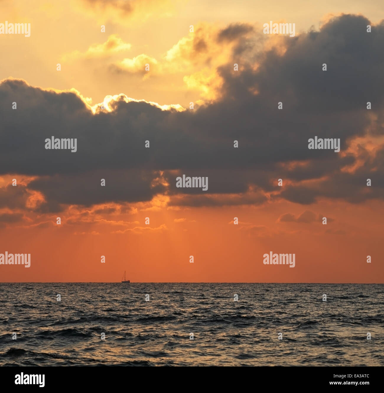 Enchanting sunset on  sea. Stock Photo