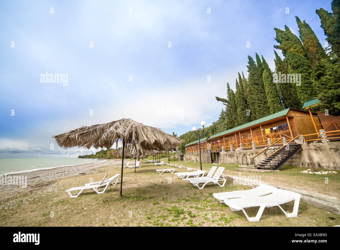 Black sea beach, New Athos, Abkhazia Stock Photo