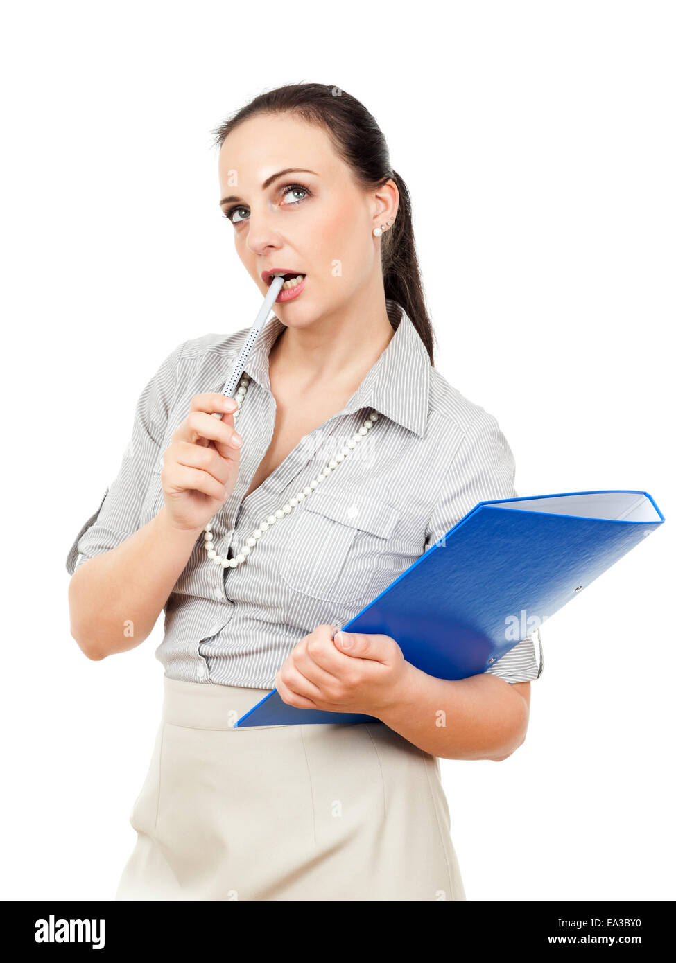 business woman with a blue folder Stock Photo - Alamy