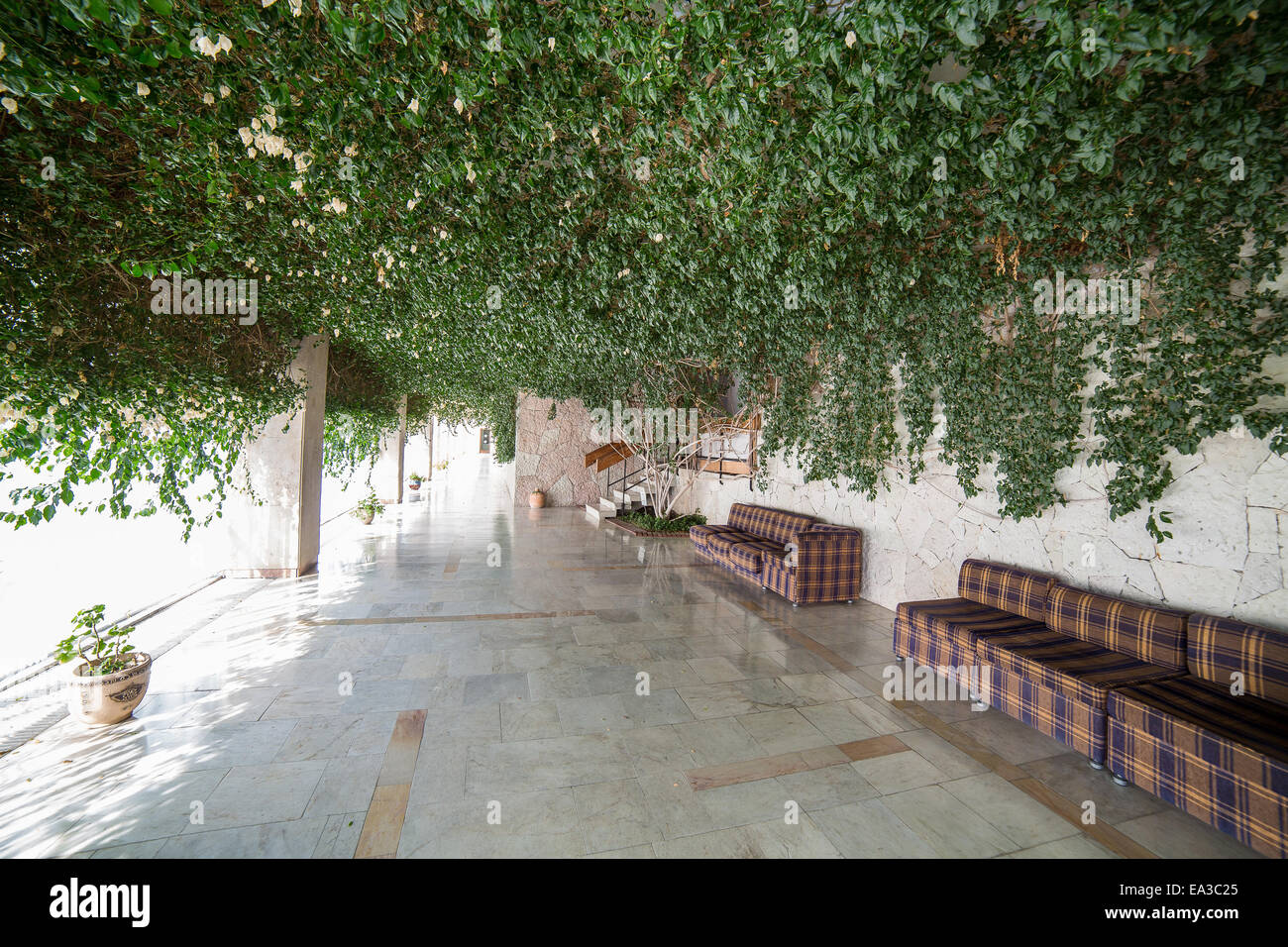 Hotel patio, Tsandripsh, Abkhazia Stock Photo