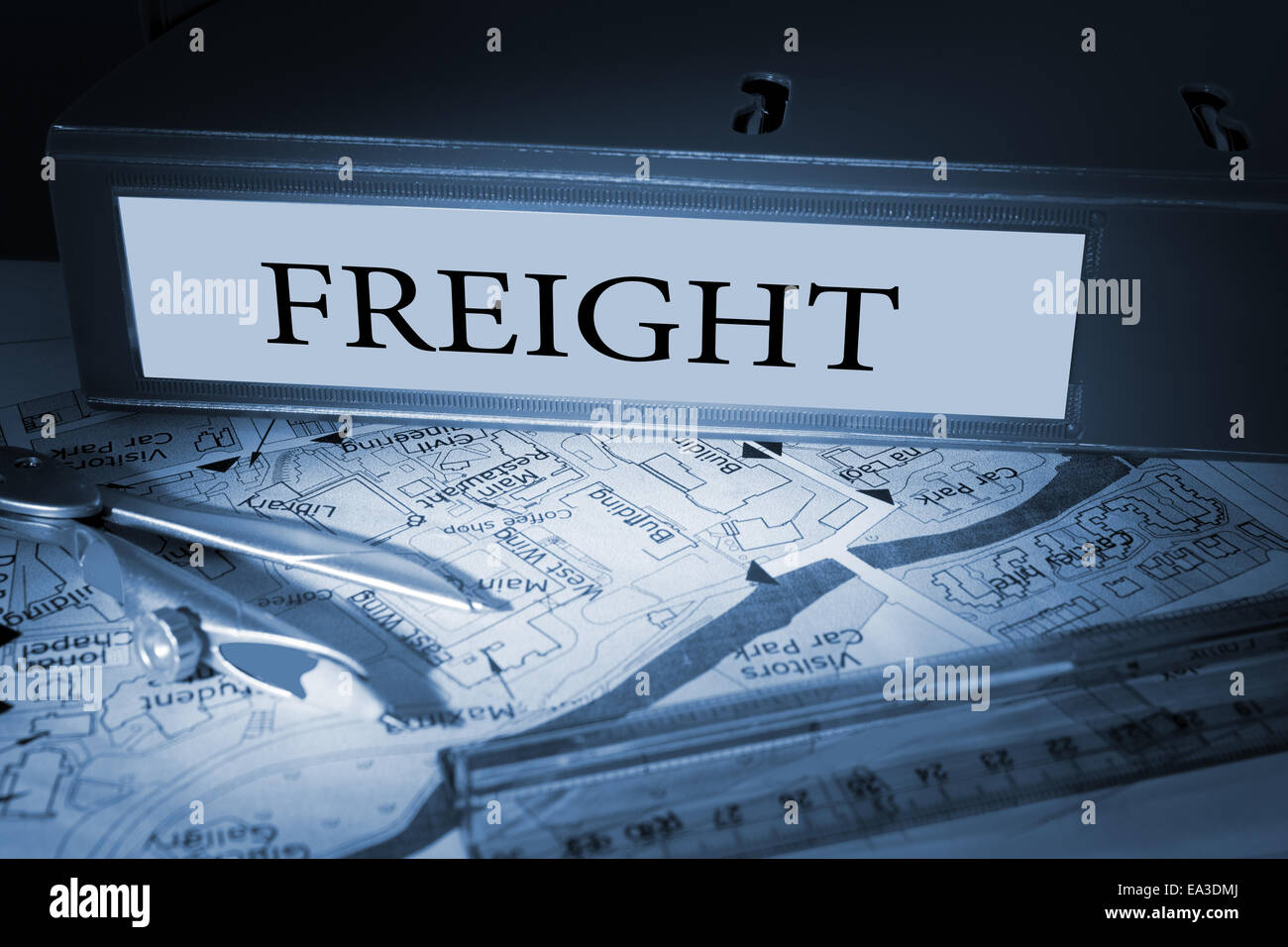 Freight on blue business binder Stock Photo Alamy