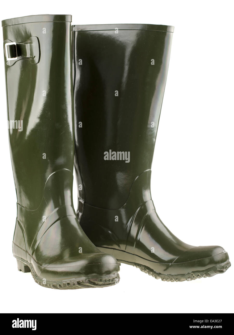 Pair of new green wellington boots  wellies Stock Photo