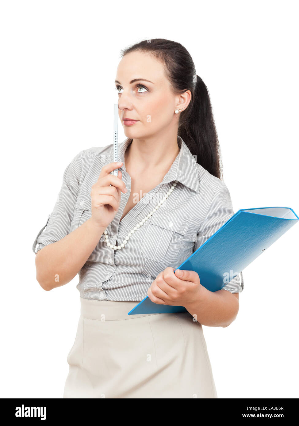 business woman with a blue folder Stock Photo - Alamy