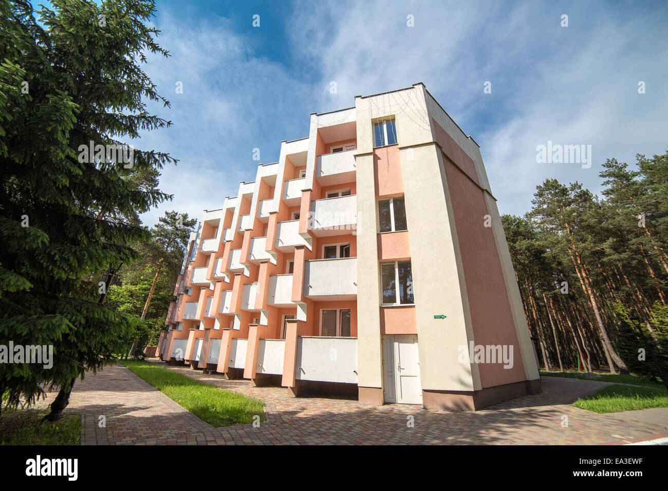 Modern hotel building, Brest region, Belarus Stock Photo