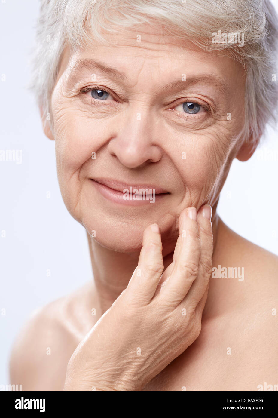 Beautiful Portrait of Pretty and Sweet Senior Mature Woman in Middle Age  Around 70 Years Old Smiling Happy and Friendly at Home Stock Image - Image  of camera, people: 107266683