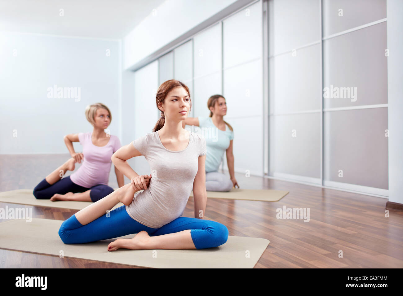 Group yoga sessions Stock Photo