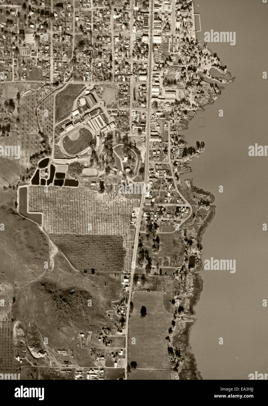 historical aerial photograph Stock Photo