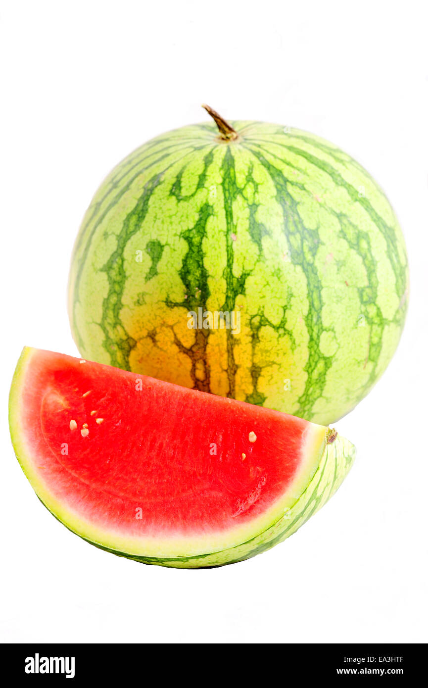 A fresh slice of watermelon on a white background Stock Photo