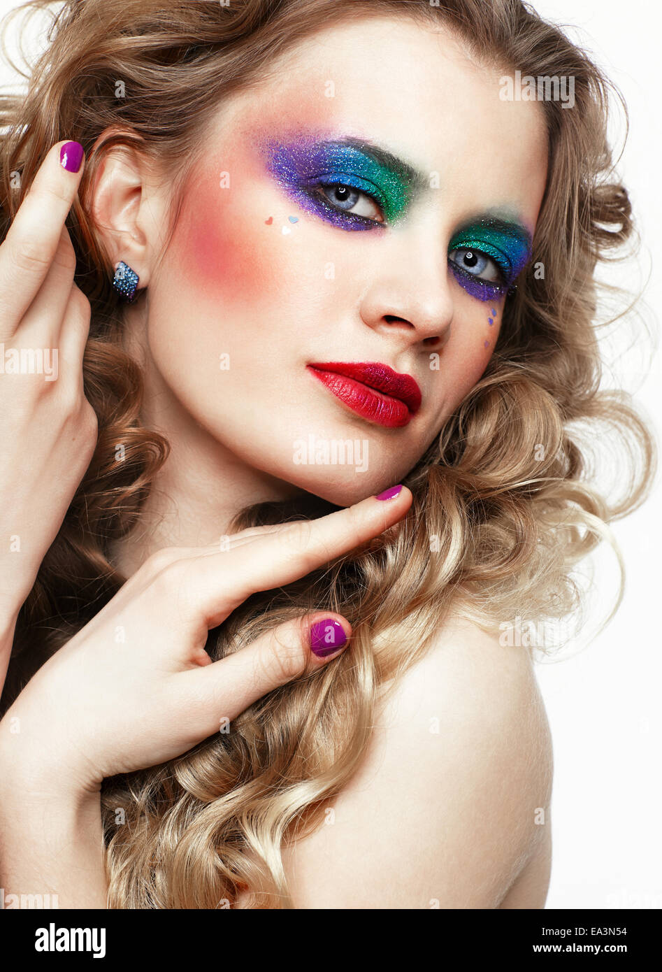 Woman with long golden hairs Stock Photo