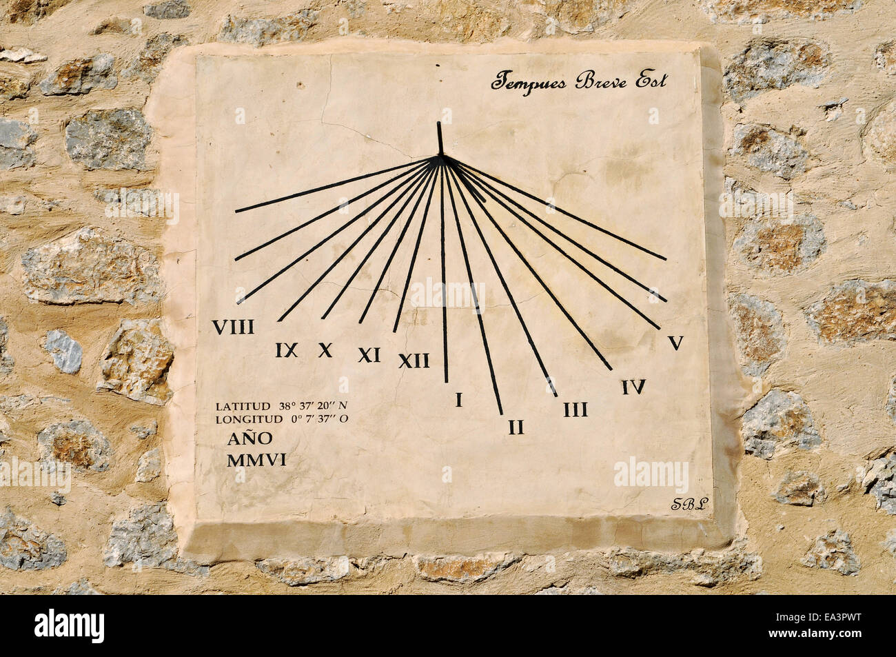 sundial, church, Polop, Spain Stock Photo