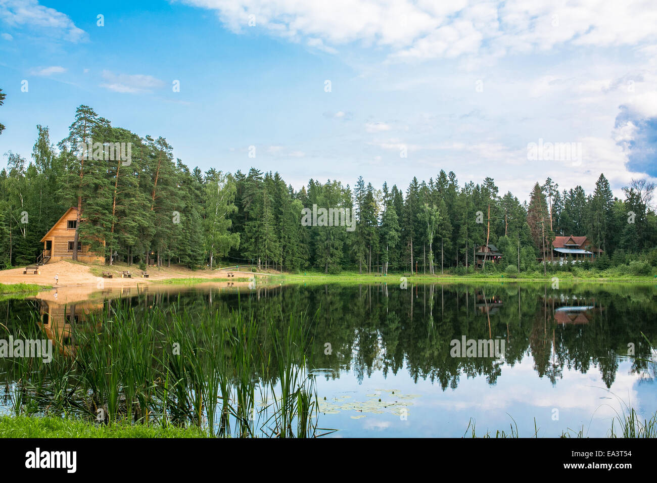 Riverbank, Moscow region, Russia Stock Photo