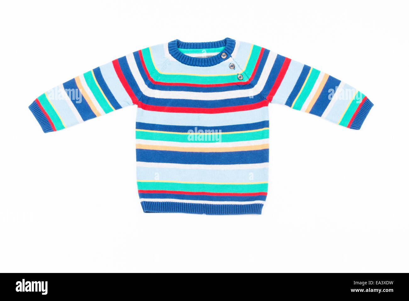 Kids striped sweater isolated on white Stock Photo