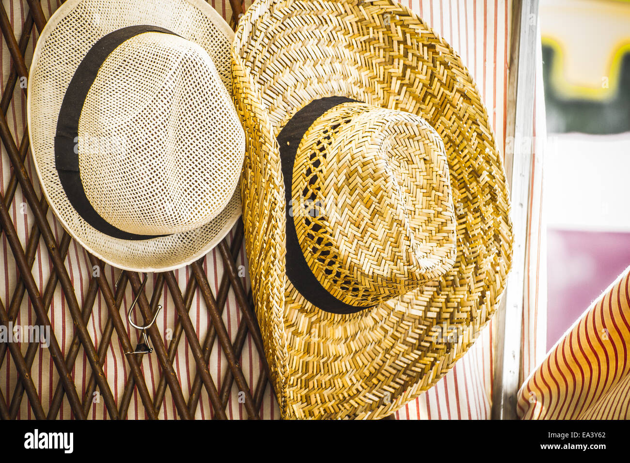 handmade wicker hats in a medieval fair Stock Photo Alamy