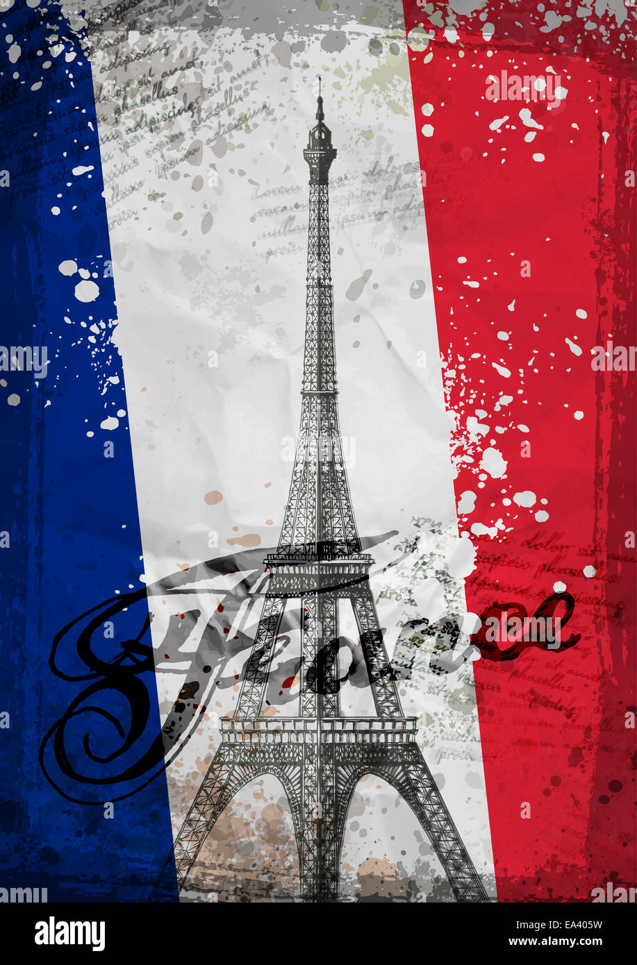 Eiffel Tower. Hand drawn vector illustration Stock Photo