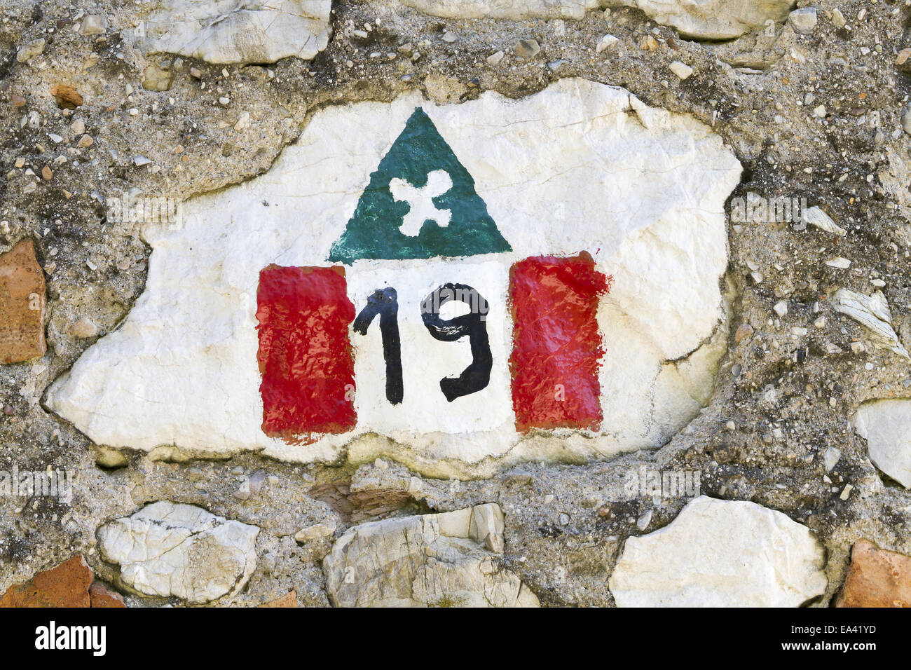 sign of hiking path in Italy Stock Photo