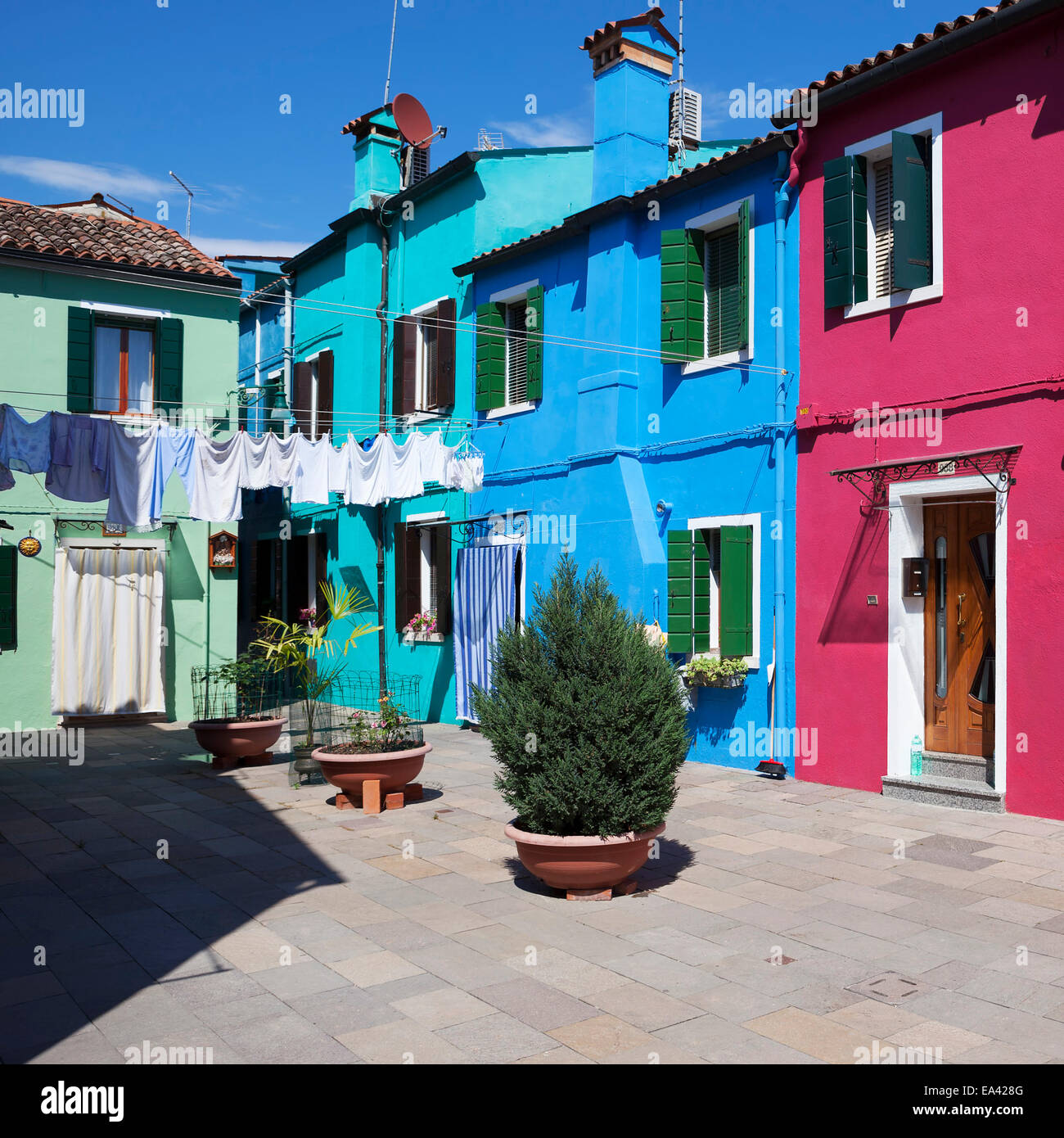 Famous Burano island, colorful houses Stock Photo