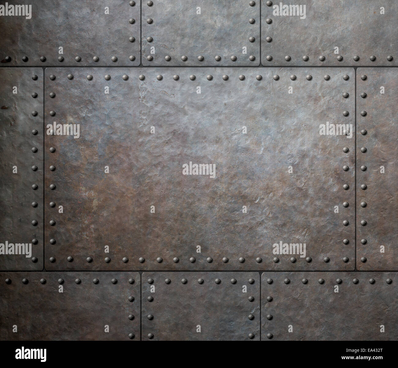metal texture with rivets as steam punk background or texture Stock Photo