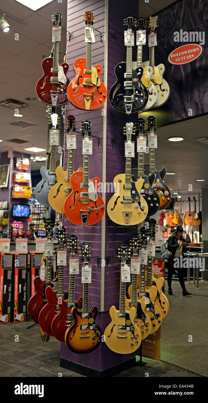 New Epiphone guitars for sale at the Guitar Center on West 14th Street in  Manhattan, New York, City Stock Photo - Alamy