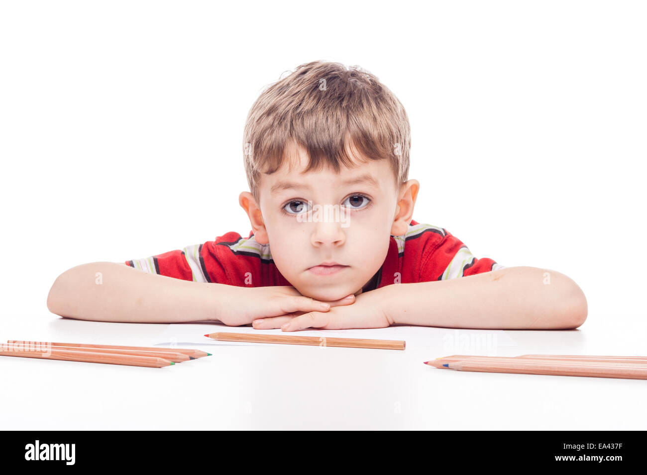 Boy at table Stock Photo