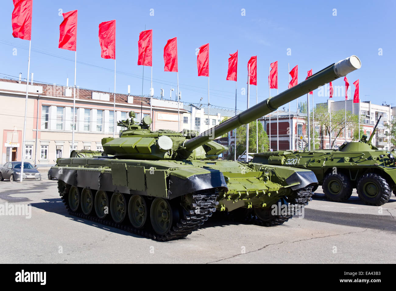 Victory parade of military machine Stock Photo