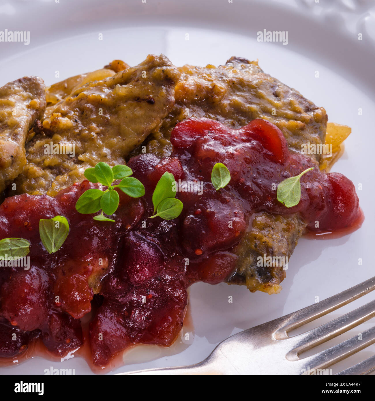 Liver with Cranberries Stock Photo Alamy