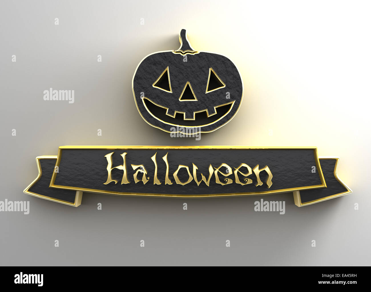 Halloween - black and gold 3D quality render on the background with soft shadow. Stock Photo