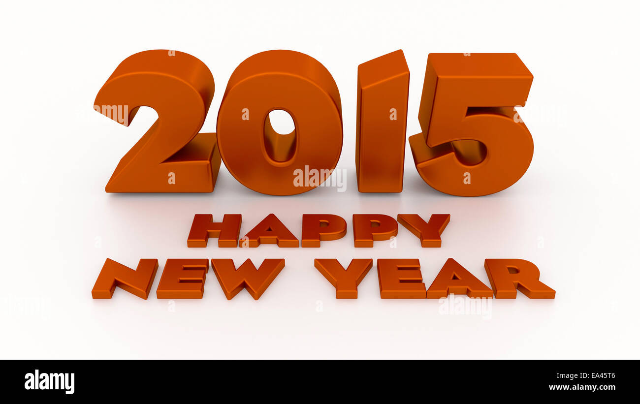 Happy New Year 2015. 3D design template on the light background with soft shadow. Stock Photo